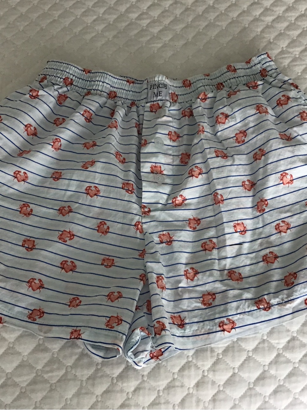 Better Together  Stripe Lounge Shorts with Crabs.